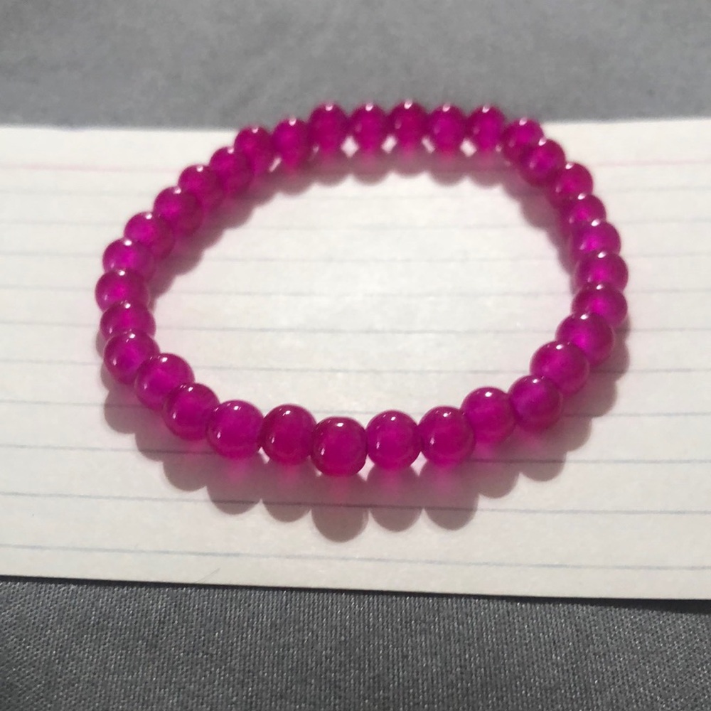 Fuchsia Beaded Stretch Bracelet - Women Jewelry